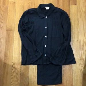 Coyuchi Solstice Organic Cotton Pajama Set in Deep Graphite Size Medium